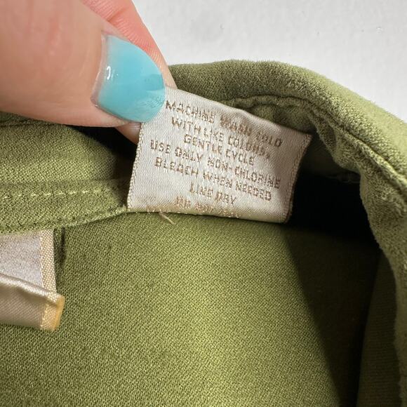 Baxter + Wells avocado green faux suede button up‎ with stitched detail - Picture 5 of 6
